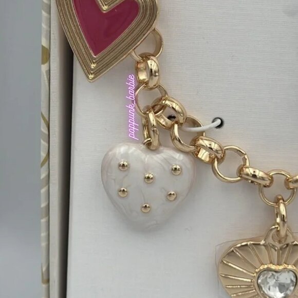 House of Harlow 1960 Gold and Pink Red Charm Necklace NWT - Picture 4 of 14